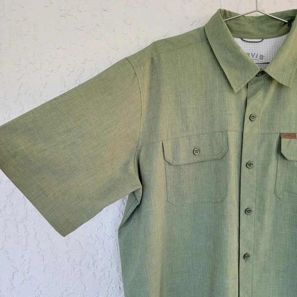 Orvis Classic Collection Short Sleeve Button Down Shirt Mens Size XL Green - Picture 3 of 11